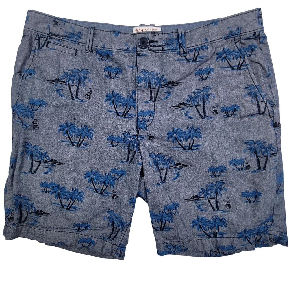 Original Penguin Munsingwear Mens‎ Blue Palm Tree Print Gray Casual Shorts Sz 36